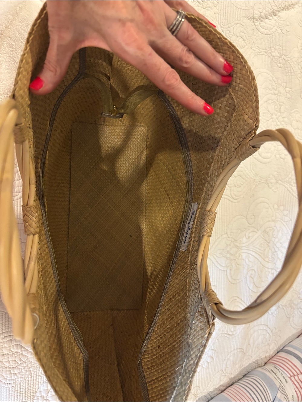 NWT Tommy Bahama X Banago Hand woven Flamingo Woven Tote - Picture 14 of 14